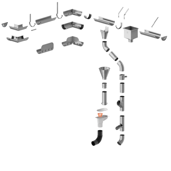 125mm Half Round Outlet 87mm Dia Outlet - Roofart Galvanised Guttering System