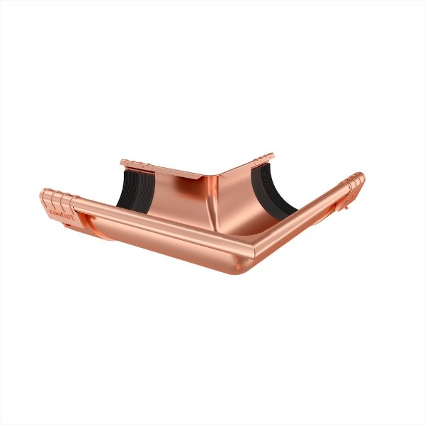 125mm Half Round External Angle 90° c/w Unions (Copper)