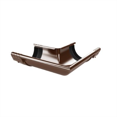 125mm Half Round Ext Angle 90° c/w Unions (Chocolate Brown)